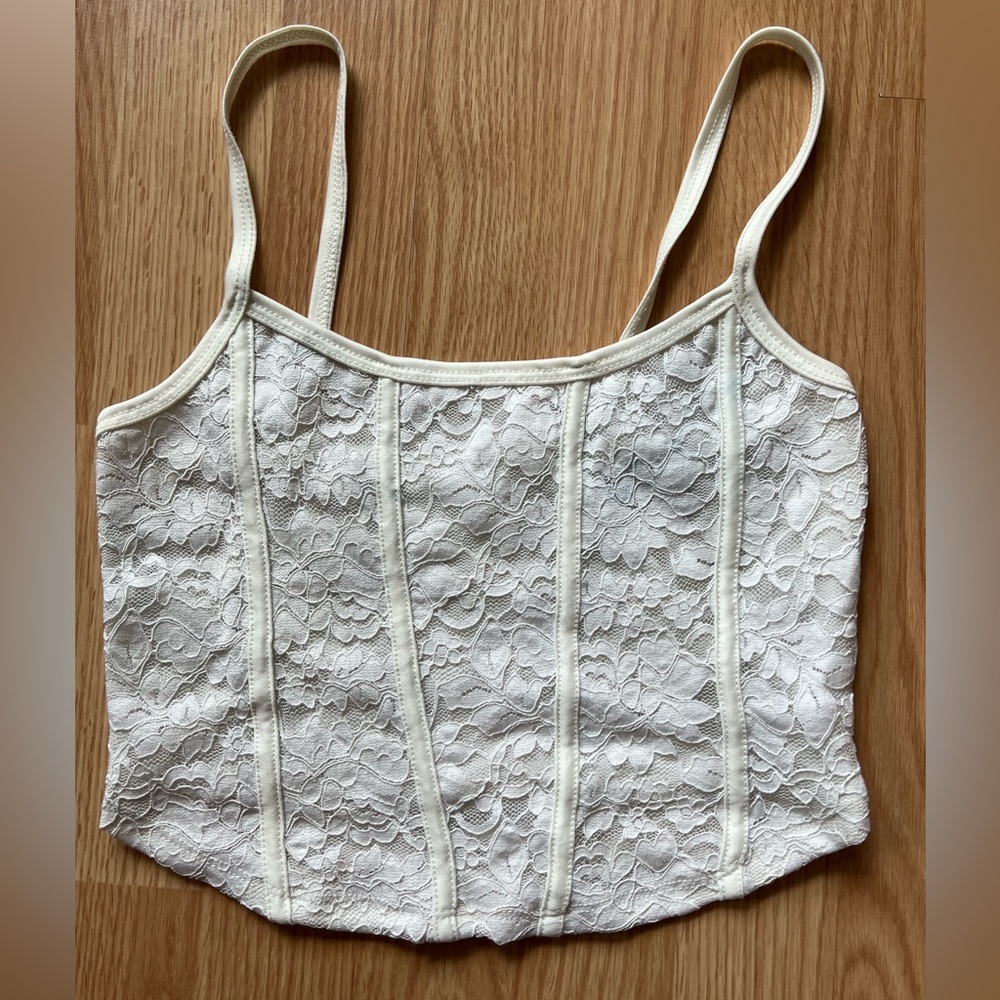Ardene Cream Fitted Bustier Crop Top